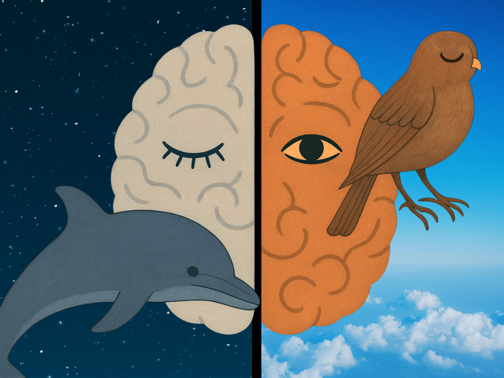 Sleeping With Half a Brain: Birds and Dolphins Do It